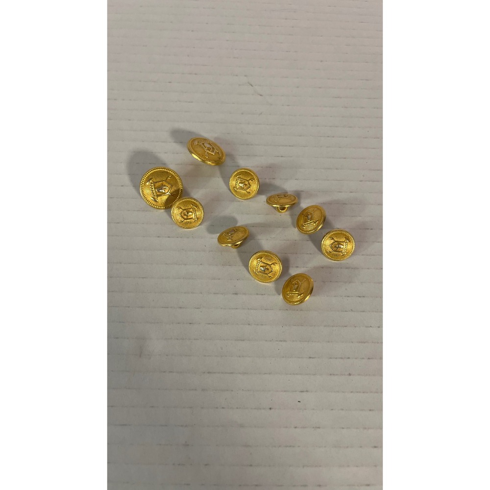 Chaps Blazer Button Set Unisex OS Gold Crest Embossed Metal Shank 11pc